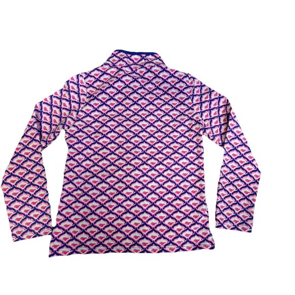 Vineyard Vines Zip Up Sweater Girls 10-12 Whale Logo‎ Pink Blue Light Spring Top - Picture 2 of 7